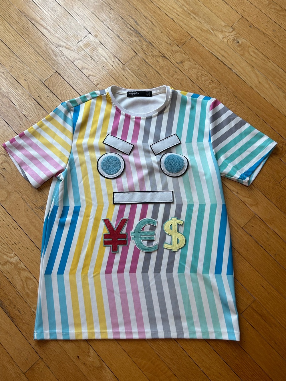 Hudson Outerwear Multicolor Striped Currency Face Graphic T-Shirt USL